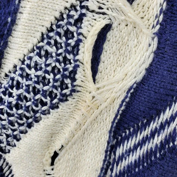 Coogi Australia Basics Navy Blue Cream 3D Textured Knit Sweater Beanie Set XXL - Picture 8 of 15